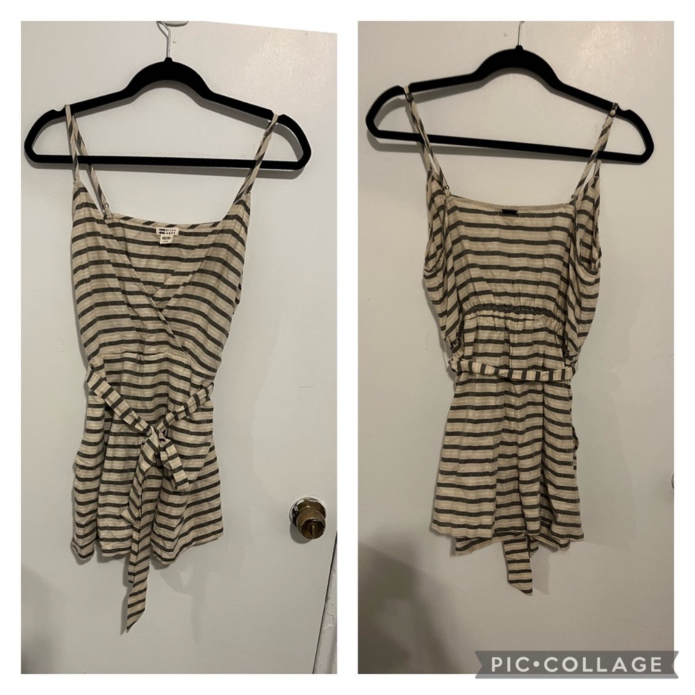 Billabong off white and grey tank top romper, size M